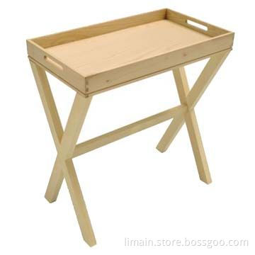 Wooden Side Table with Tray